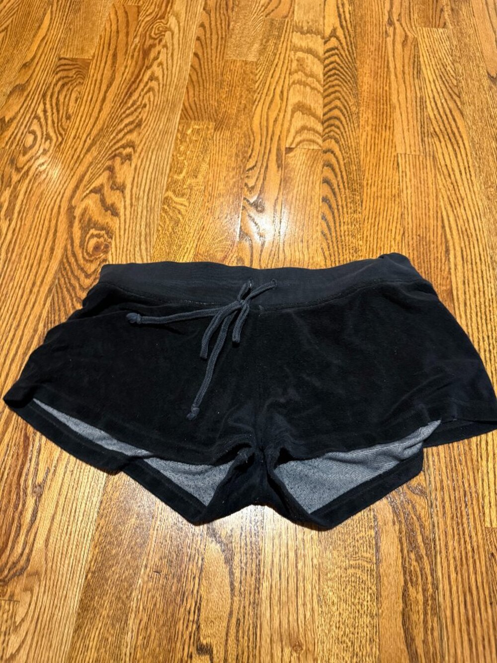 Hard Tail Black Velour Lounge Shorts Drawstring Waist XL